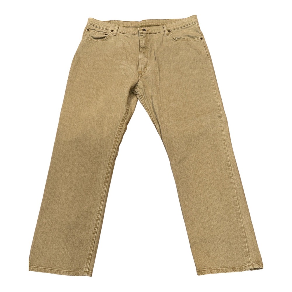 Wrangler Mens Regular Fit Khaki Tan Denim Jeans 42x30 9TRGAKH Stretch Cotton